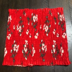 Red floral tube top
